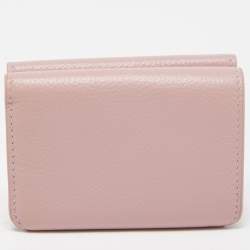 Pre Owned Balenciaga Light Pink Leather Cash Mini Wallet