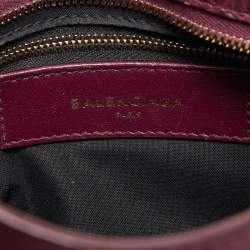 Pre Owned Balenciaga Burgundy Croc Embossed Leather Mini Classic City Bag