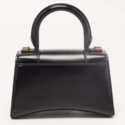 Pre Owned Balenciaga Black Leather XS Hourglass Top Handle Bag