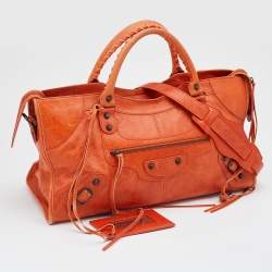 Pre Owned Balenciaga Tangerine Leather RH Classic Part Time Tote