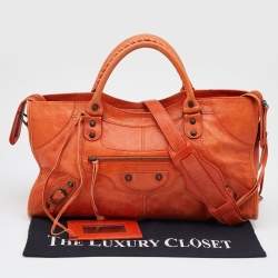 Pre Owned Balenciaga Tangerine Leather RH Classic Part Time Tote