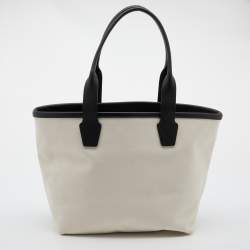 Pre Owned Balenciaga Off White Canvas and Leather Small Cities Paris Jumbo Tote