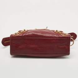 Pre Owned Balenciaga Red Leather Mini Classic Metallic Edge City Bag