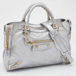 مملوكة مسبقًا Balenciaga Gris Aluminum Leather RGH City Tote