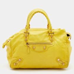 Pre Owned Balenciaga Curry Leather GGH Midday Tote