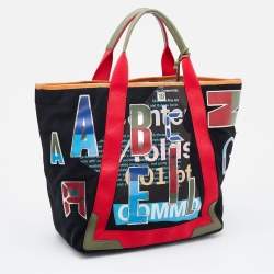 Pre Owned Balenciaga Multicolor Suede and Leather Alphabet Shopper Tote