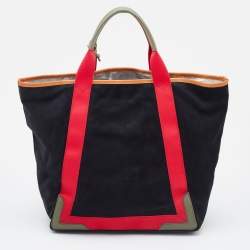 Pre Owned Balenciaga Multicolor Suede and Leather Alphabet Shopper Tote