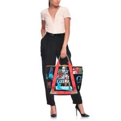 Pre Owned Balenciaga Multicolor Suede and Leather Alphabet Shopper Tote