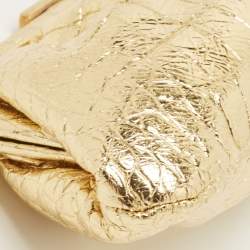 مملوكة مسبقًا Balenciaga Gold Croc Embossed Laminated Leather Cloud XI Clutch Bag