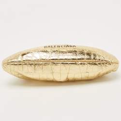 مملوكة مسبقًا Balenciaga Gold Croc Embossed Laminated Leather Cloud XI Clutch Bag