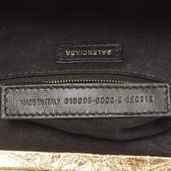 مملوكة مسبقًا Balenciaga Gold Croc Embossed Laminated Leather Cloud XI Clutch Bag
