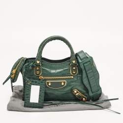 Pre Owned حقيبة بالنسياغا ميني سيتي جلد أحمر بإكسسوار ذهبي