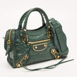 Pre Owned حقيبة بالنسياغا ميني سيتي جلد أحمر بإكسسوار ذهبي