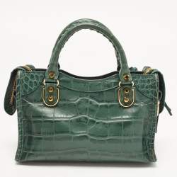 Pre Owned حقيبة بالنسياغا ميني سيتي جلد أحمر بإكسسوار ذهبي