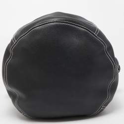 Pre Owned Balenciaga Black Leather Round Air Hobo