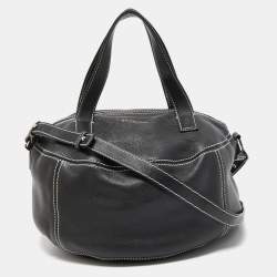Pre Owned Balenciaga Black Leather Round Air Hobo