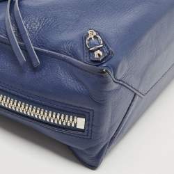 Pre Owned Balenciaga Navy Blue Leather Mini Papier A4 Tote