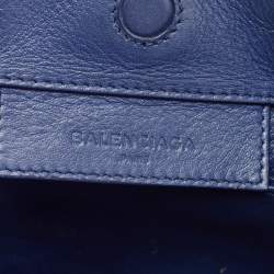 Pre Owned Balenciaga Navy Blue Leather Mini Papier A4 Tote