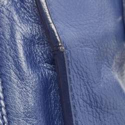 Pre Owned Balenciaga Navy Blue Leather Mini Papier A4 Tote