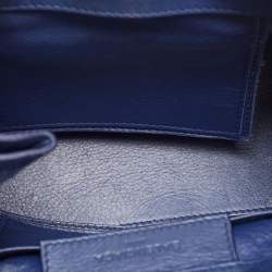 Pre Owned Balenciaga Navy Blue Leather Mini Papier A4 Tote