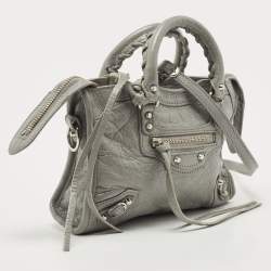 Pre Owned Balenciaga Grey Leather Mini Neo Classic Tote