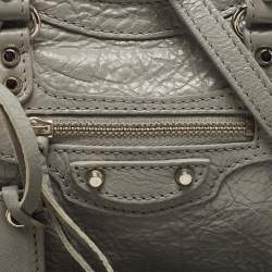 Pre Owned Balenciaga Grey Leather Mini Neo Classic Tote