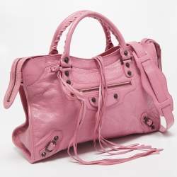 Pre Owned Balenciaga Pink Leather RH City Tote