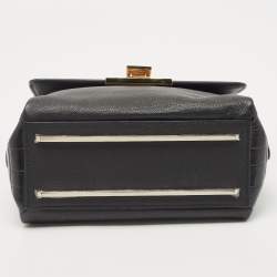 Pre Owned Balenciaga Black Leather and Croc Embossed Le Dix Cartable Top Handle Bag