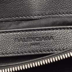 Pre Owned Balenciaga Black Leather and Croc Embossed Le Dix Cartable Top Handle Bag