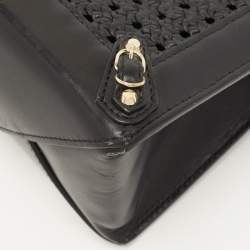 Pre Owned Balenciaga Black Woven Leather Mini Papier A4 Tote