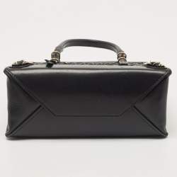 Pre Owned Balenciaga Black Woven Leather Mini Papier A4 Tote