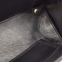 Pre Owned Balenciaga Black Woven Leather Mini Papier A4 Tote