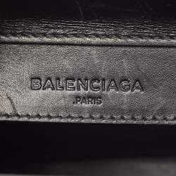 Pre Owned Balenciaga Black Woven Leather Mini Papier A4 Tote