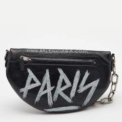 Balenciaga Black Leather Souvenir Belt Bag