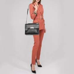 مملوكة مسبقًا حقيبة بالنسياغا "لو ديكس كارتابل" يد علوية جلد ثعبان و جلد أسود