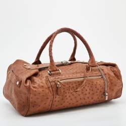 مملوكة مسبقًا Balenciaga Brown Ostrich Leather Whistle Satchel 
