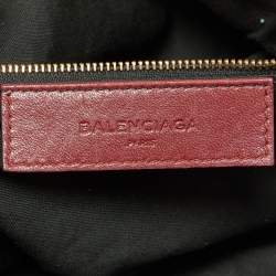 Pre Owned Balenciaga Burgundy Leather Metallic Edge Part Time Tote
