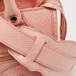 Pre Owned Balenciaga Pink Python Mini Metal Plate Classic City Bag