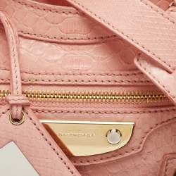 Pre Owned Balenciaga Pink Python Mini Metal Plate Classic City Bag