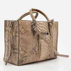 مملوكة مسبقًا Balenciaga Beige Python Papier A6 Zip Tote