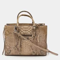 مملوكة مسبقًا Balenciaga Beige Python Papier A6 Zip Tote