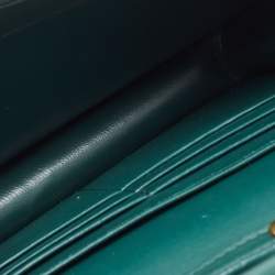 Pre Owned Balenciaga Green Croc Embossed Glazed Leather B. Logo Wallet On Chain