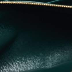 Pre Owned Balenciaga Green Croc Embossed Glazed Leather B. Logo Wallet On Chain