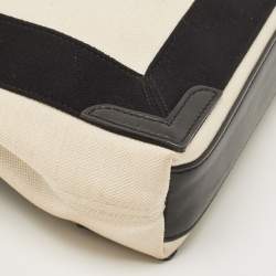 Pre Owned Balenciaga Black/White Canvas and Leather XS Cabas Tote
