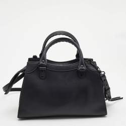 Pre Owned Balenciaga Black Leather Small Neo Classic Tote