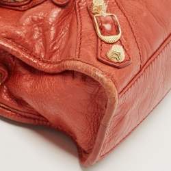 Pre Owned Balenciaga Rust Orange Leather Mini RGH City Bag