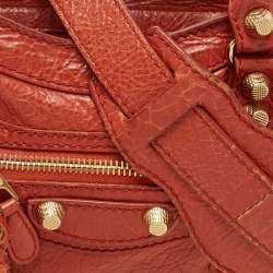 Pre Owned Balenciaga Rust Orange Leather Mini RGH City Bag