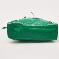 Pre Owned Balenciaga Green Leather Small Classic City RH Tote