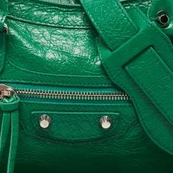 Pre Owned Balenciaga Green Leather Small Classic City RH Tote
