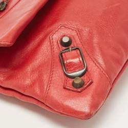 Pre Owned Balenciaga Orange Leather Classic Envelope Clutch